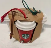 Starbucks To-Go Cup 2011 Porcelain Ornament Set of 4 MINT! FREE Priority Post