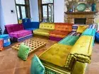French tufted Handmade Daybed Mah Jong Sofa Modular Sofa Couch Full Set as Shown