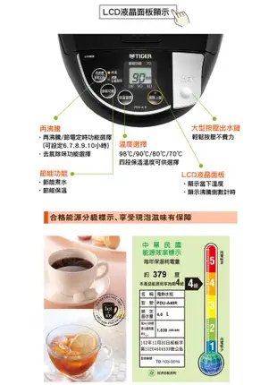 TIGER 虎牌 4L超大按鈕微電腦熱水瓶 PDU-A40R (5.9折)