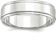 [JewelryWeb] 925 Sterling Silver Polished Flat Band Engravable 6mm Flat With Step Edge Band Ring Jewelry Gifts for Women - Ring Size Options Range: H to Z