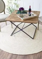 [Aizza Trends] Indian Handmade Braided White Jute Area Rug-Floor Carpet Rug-Bed Side Runner Rug-Doormat Rug - 9 x 9 Feet Round (270 cm x 270 cm)