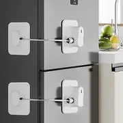 KIZZHISI Fridge Lock (2 Pack),Refrigerator Lock with Keys,for Fridge, Cabinet Locks, Drawers, Dishwasher, Toilet and Child Safety Cabinet Locks, 3M Adhesive No Drilling (White)