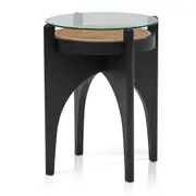 Mcdaniel 50cm Round Glass Side Table - Black