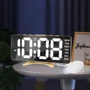 Digital Alarm Clock,LED and Mirror Desk Clock Large Display,with 6.7in, Gold