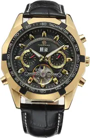 Forsining Men's Self winding Original Automatic Tourbillion Calendar Leather Strap Wrist Watch FSG340M3T5