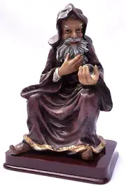 WIZARD STATUE SITTING MERLIN WODEN ODIN MYSTICAL MAGIC GLASS CRYSTAL BALL NEW