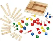 Melissa & Doug 5151 Wooden Construction Building Set in a Box (48 pcs)