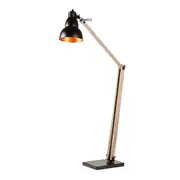 New Oriental Antique Floor Lamp with Black w/Gold Inside Gourd Shade