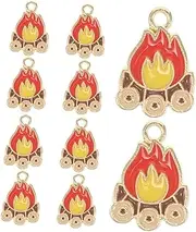[QUMIIRITY] 10pcs Flame Charm Pendants Diy Jewelry Making Charms Necklace Bracelet Ornaments Fire