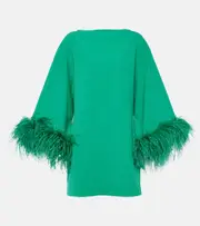 [Safiyaa] Safiyaa Arama feather-trimmed minidress AU 8 green