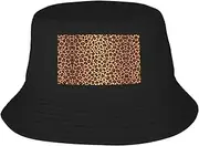 [JBYJBX] Leopard Pattern Print Fisherman's Hat Breathable Bucket Hats Fishing Cap Beach Travel Outdoor Activities, Black, One Size