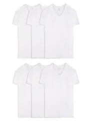 mens Stay Tucked V-neck T-shirt Underwear Tall Man - White 6 Pack X-Large US