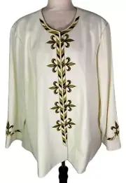 BOB MACKIE Women's Plus Size NWT Beige Embroidered Long Sleeve Jacket - Size 3X