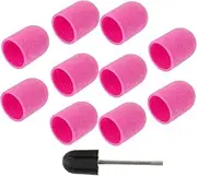 DECOMELODY 10Pcs Nail Sanding Caps with Manicure Grinding Head Durable Abrasion Resistant Caps for Dead Skin Callus Removal Portable Nail Drill Bit Caps for Home Salon Use