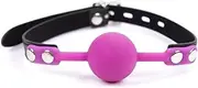 SM Silicone Ball Gag with Lock Leather Strap BDSM Adult Sex Toys Bondage Kit Restraints Play (1.5in Ball, Magenta)