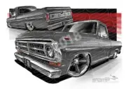 FORD 1970 F100 GUN METAL GREY A3 FRAMED PRINT (FT510)