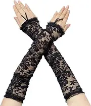 [XDGBGFN] 1 Pair Lace Fingerless Gloves, Women's Long Lace Gloves, Wedding Bridal 80s Retro Party Prom Tea Party Gloves for Masquerade Party