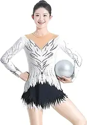 [Zagitova] Girl's Rhythmic Gymnastics Leotard Dresses for Competition, Women's Sparkling Acrobatic Costumes