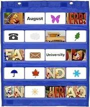 uxcell Magnetic Pocket Chart, Small Pocket Chart Mini Double Sided Classroom Pocket Chart Organizer Wall Hanging for Classroom Supplies, Dark Blue