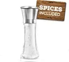 Prefilled Stainless Steel Salt and Pepper Grinder - Includes White Rock Salt ...