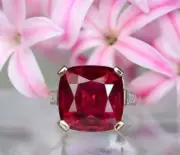 3.58 Ct Cushion Cut Natural Ruby Diamond Engagement Ring14K solid White gold
