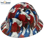 Texas Wavy Flag Hydro Dipped Full Brim Hard Hat with Ratchet Suspension