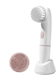 Facial Cleansing Brush | Electric Vibration Cleaning Brush | Ultrasonic Face Massager Waterproof, Rechargeable Skin Care Tools with 2 Heads for Men Women