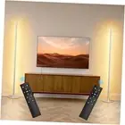 LED Corner Floor Lamp for Living Room, Dimmable Light with Remote, Silver 2 Set
