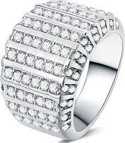 [Jude Jewelers] Stainless Steel Wedding Engagement Ring Eternity Cluster Cocktail Anniversary Valentine