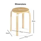 Set of 4 Stackable Wooden Stools for Dining and Living Rooms, 120kg Capacity