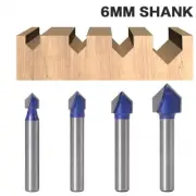 6mm Shank 90 Degree V Groove Router Bit Set 1/4", 5/16",3/8",1/2" Set