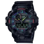 【CASIO 卡西歐】G-SHOCK AI 探索虛擬彩虹系列雙顯錶(GA-700RGB-1A)