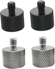 DOITOOL 4Pcs Microphone Stand Adapter Screw Thread Nut Conversion Tool for Mic Stand and Camera Monitor Slip Texture Durable and Practical Black Silver