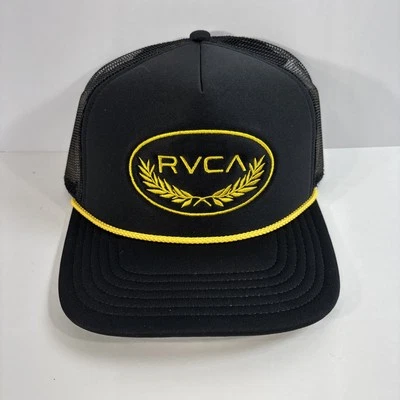RVCA Gold Crest Logo Rope Deep Fit Foam Trucker Snapback Adjustable Hat Cap NEW