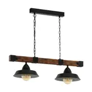 Oldbury 2 Light Pendant Black and Rustic Brown - 49684