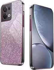 [WBWONE] Case for Oppo Reno 8 5G (Reno8 5G) Electroplated Edge Shockproof Phone Case Protective Cover with Shimmer Sticker - Pink