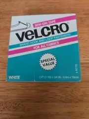 VTG Genuine VELCRO® Brand Sew-On Tape Hook/Loop 3/4”W x 3ft Box White NOS 90195