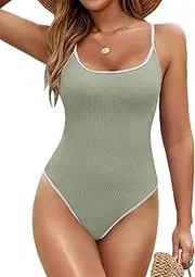 [BMJL] Women's One Piece Swimsuit Scoop Neck Slimming Bathing Suit High Cut Cheeky Swimwear