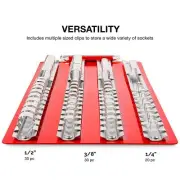 80 pc Universal Socket Tray Rack Holders in Steel Organizer 1/4” 3/8” 1/2” Rails