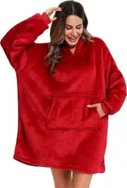 Hooded sweater, blanket, blanket, flannel sweatshirt, red