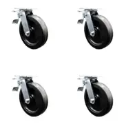 8 Inch Phenolic Caster Set with Ball Bearings and Total Lock Brakes SCC