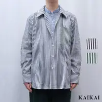 在飛比找momo購物網優惠-【KAI KAI】假兩件式條紋撞色襯衫(男款/女款 條紋撞色