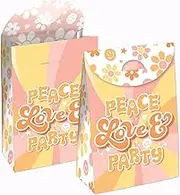 Big Dot of Happiness Stay Groovy - Boho Hippie Gift Favor Bags - Party Goodie Boxes - Set of 12