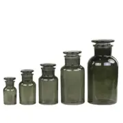 Old French Apothecary Glass With Lid Set of 5 Coal by Chic Antique