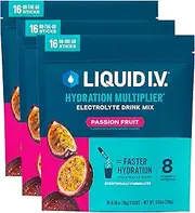 Liquid I.V. Hydration Multiplier - Passion Fruit - Hydration Powder Packets | Electrolyte Supplement Drink Mix | Low Sugar | Easy Open Single-Serving Stick | Non-GMO (Passion Fruit/48 Count)