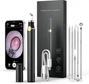 Blackhead Remover Tools SIBOST Pimple Popper with Camera Visible Pore Cleaner Waterproof Acne Comedone Whitehead Extractor Kit for iPhone,iPad & Android-20X Zoom（Black）