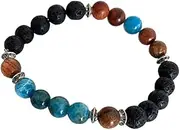 VIE Gemstone, Lava, and Wood Beaded Bracelet, One Size