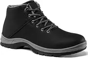 [TLOLA] Men's Lightweight Walking Boots Hiking Boots Classic Chukka Boot for Work Travel Casual Shoes, Black, 7 UK