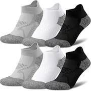 [Gonii] Compression Ankle Socks Women Running Cushioned Low-cut Athletic Socks 5 Pairs, 2 Black+2 White+2 Grey, 6-8