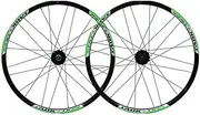 24inch Wheelset Disc Brake Quick Release Loose Bead Hubs Aluminium Alloy Double Wall Rims 24H Mountain Bike Front Rear Wheel Set (Color : Black-Green, Size : 24inch)